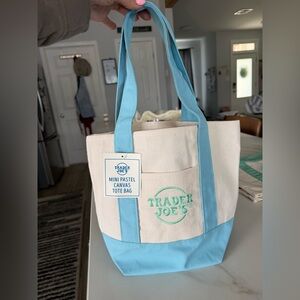 Trader Joe’s Mini Pastel Canvas Tote Bag - Light Blue
